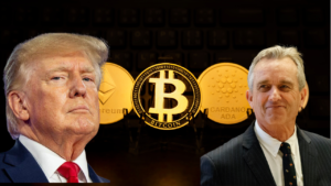 Donald trump holding crypto image